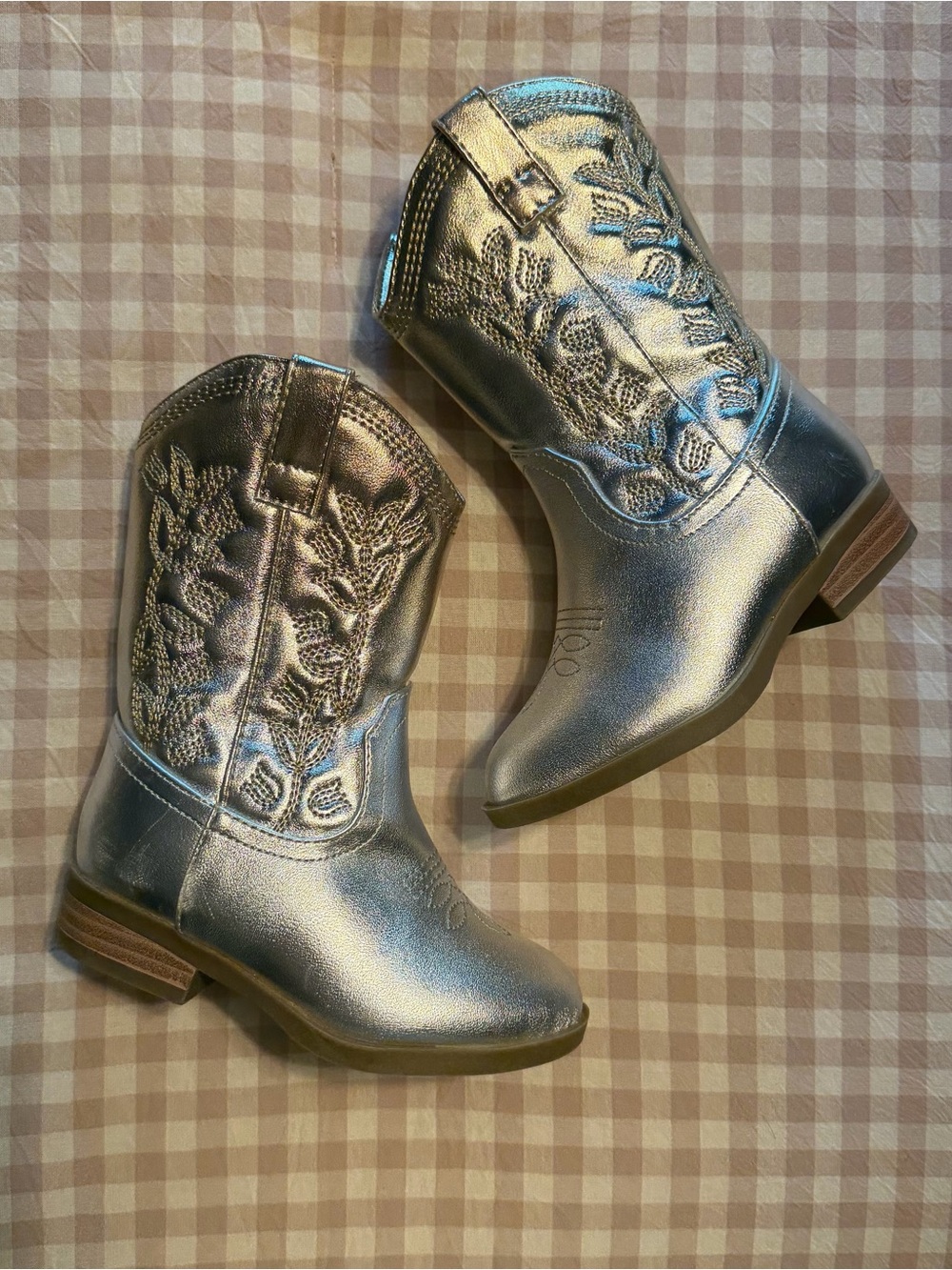 wonder nation Metallic Silver Cowboy Pull-On Boots for Kids
